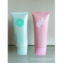 Oval PE Tube with Flower Silkscreen and Rectangle Cover for Body Lotion